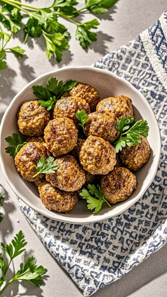 These turkey meatballs are healthy, full of flavor, and juicy, with a mix of fresh and dried herbs that give them a delicious Italian taste.