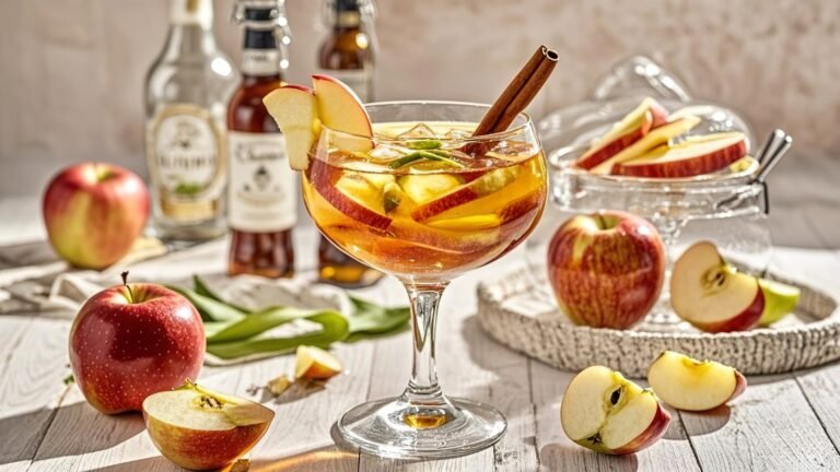 Apple Pie Sangria is a light, refreshing, and delicious Caramel Apple Sangria that’s perfect for any fall gathering. This easy recipe is always a hit at parties! Made with apple cider, caramel vodka, white wine, ginger ale, and more, we like to call it Thanksgiving Sangria because it captures the essence of autumn in a glass. While we have sangria recipes for every occasion, this one is our favorite!