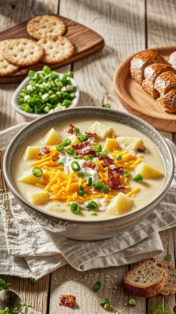 This easy and delicious creamy potato soup, loaded with bacon and creamy goodness, can be made in just one pot and has become a favorite comfort food in my household.