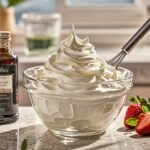 Today I want to share an easy recipe for whipped cream. You only need three ingredients to make it this recipe at home. With heavy cream, powdered sugar, and vanilla extract, you can create delicious whipped cream in just five minutes. It’s so much better than the store-bought kind. You will love how quick and simple it is to make!