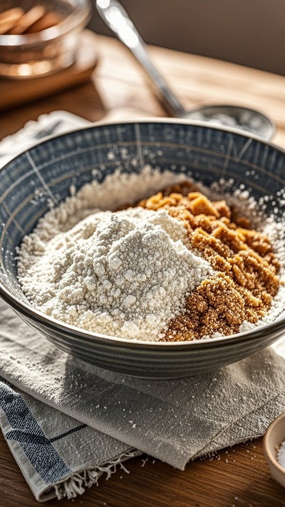 combine the flour, brown sugar, baking powder, cinnamon, and salt