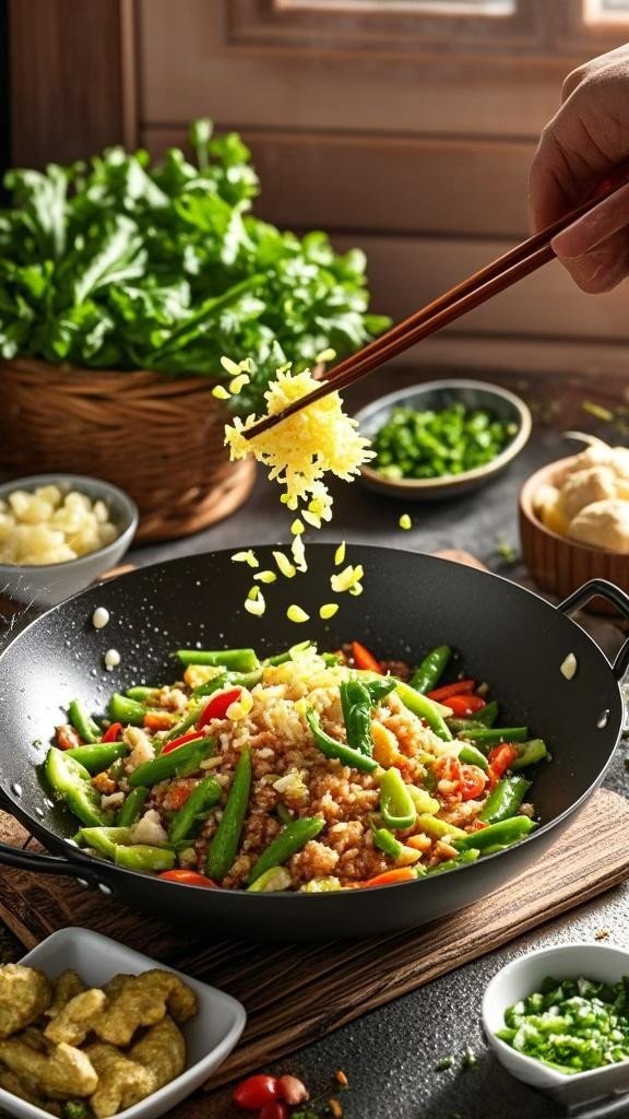 Stir-frying the Vegetables