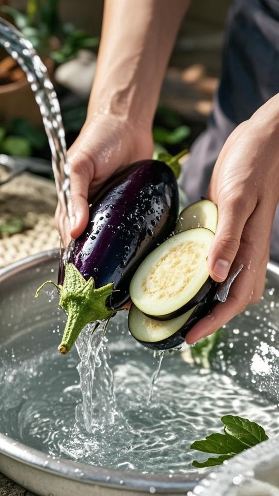 Wash the eggplant